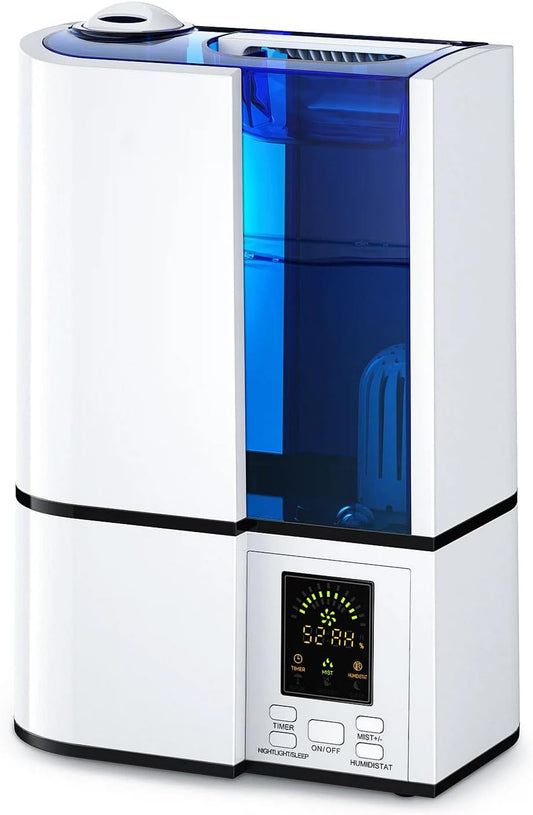 Humidifiers for Bedroom, 4L Cool Mist Humidifiers with Humidistat, humidifier for Home Large Room, LED Display, Quiet Operation, Sleep Mode, 24H Timer, Night Light