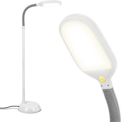 Brightech Litespan - Bright LED Floor Reading Lamp for Over Chair Crafts and Reading, Esthetician Light for Lash Extensions, Gooseneck Adjustable Standing Lamp for Living Room, Bedroom, Office - Black