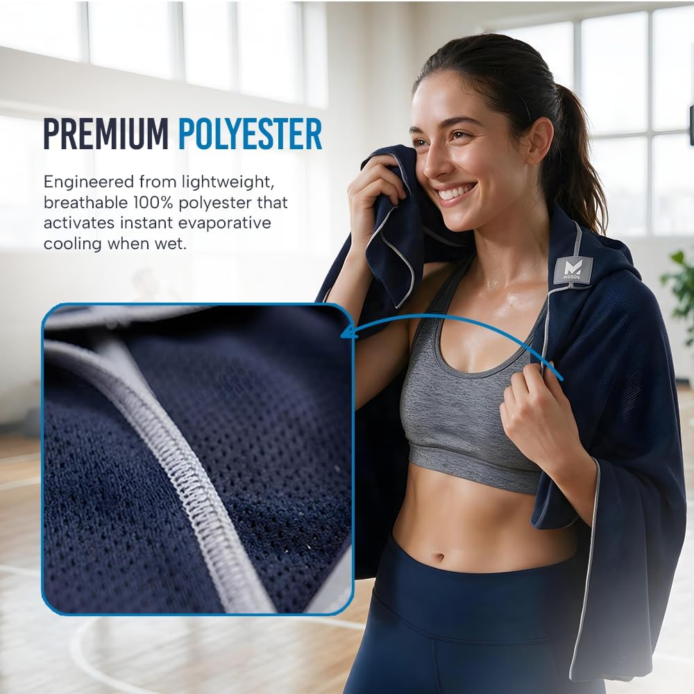 MISSION Cooling Hoodie Towel, Evaporative Cool Technology, Cools Instantly When Wet, UPF 50 Sun Protection, Contours Your Head to Stay in Place, Great for Sports, Fitness, Gym