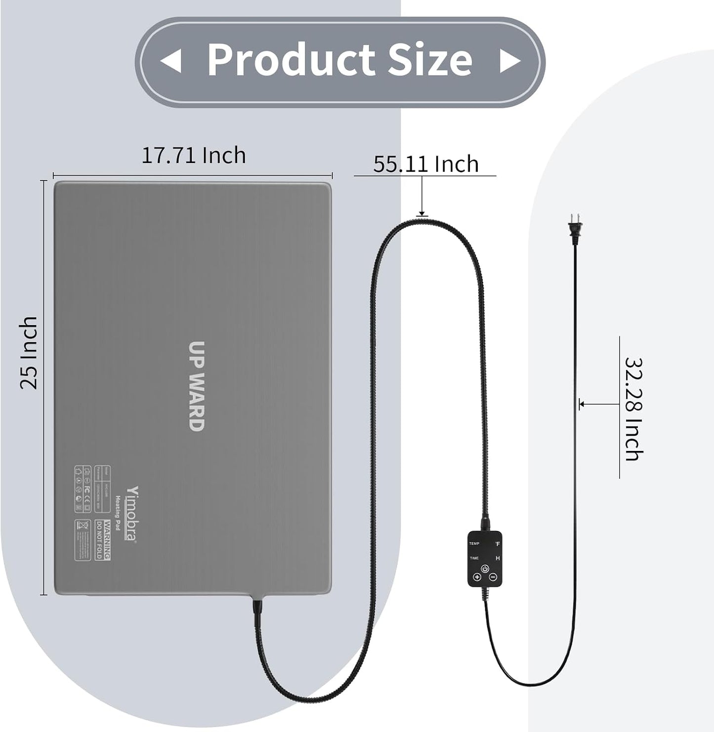 Yimobra Heating Pad for Bathroom Rugs, with Memory Function, Adjustable Temperature (32-146℉) and Time (1-24h),Keep Dry Bathroom Bath Mat in Winter Every Day, Waterproof, 25"x17.5"