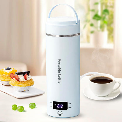 Touxila Portable Electric Kettle for Travel 120V, 13.5oz, 4 Temp Settings | 304 Stainless Steel Lining,Fast Boiling Water,Auto Shut-Off,Boil Dry Protection,Small Kettle for Office & Hotel(Beige, 400ML)