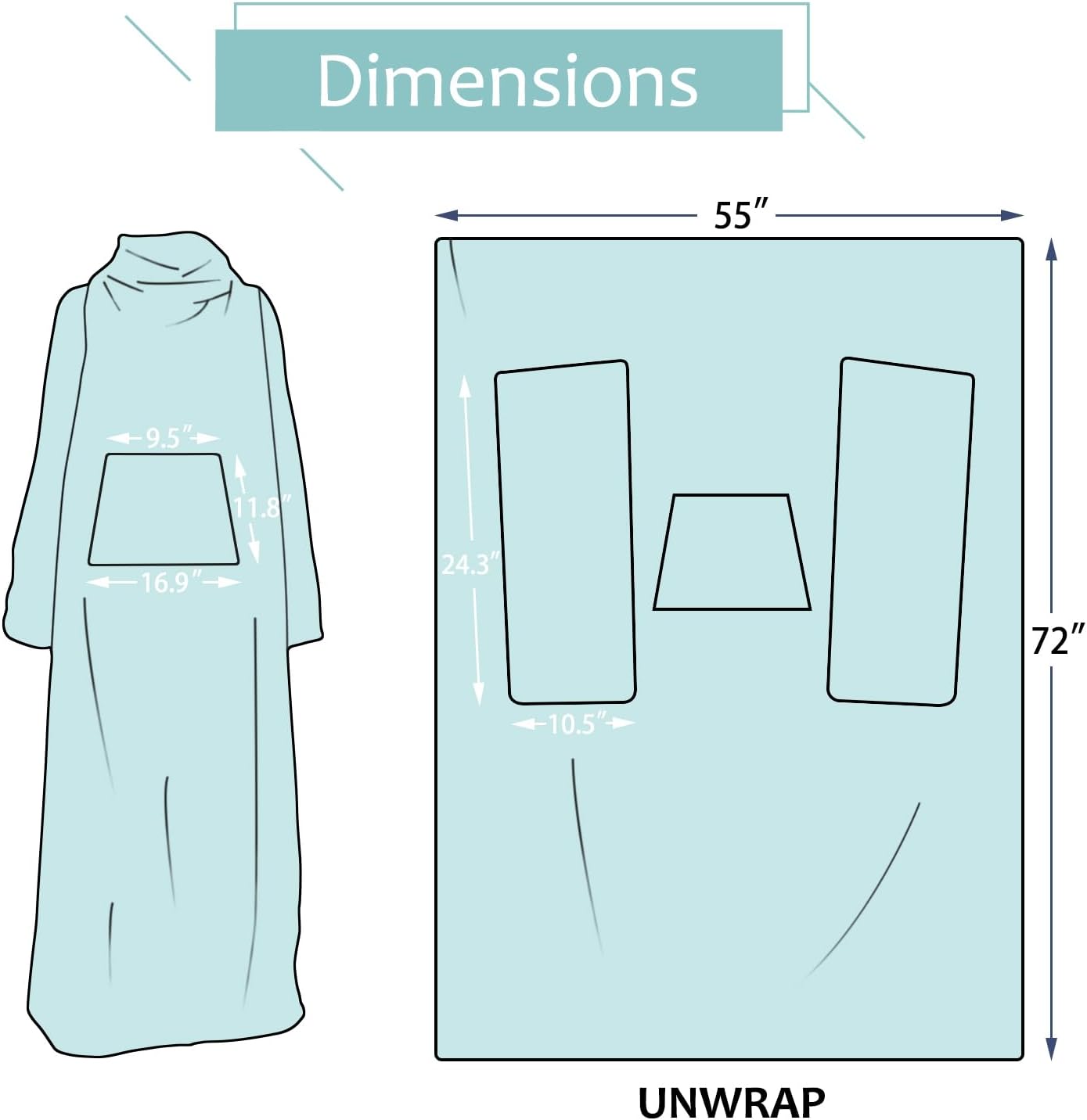 Solaris Wearable Blanket with Sleeves for Adults, Softness Comfort Warmth Fleece Gift for Women Men, Snuggy Body Throw TV Blanket for Home Office Lounge, Gift for Your Lover