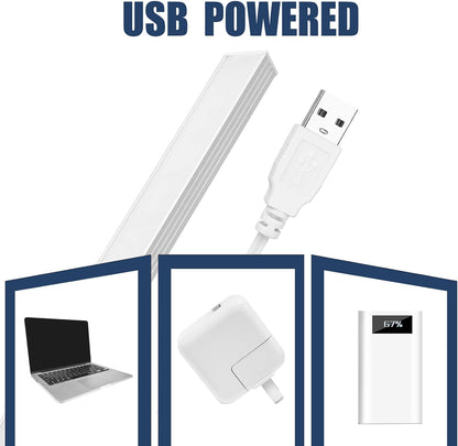 DWEPTU USB Powered Under Cabinet Lighting, 12" Tool-Free Mount Dimmable LED Strip for Pantry & Workspace
