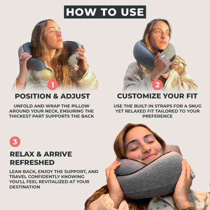 FlyHugz® Neck Travel Pillow Memory Foam Neck Pillow, Gray