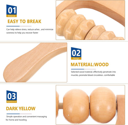 SHINEOFI 2Pcs Wooden Massage Roller, Hand Muscle Roller Stick, Bead Massage Tool for Legs, Manual Wood Therapy Tools for Arms Feet Shoulder Acupoint Tissue Relief