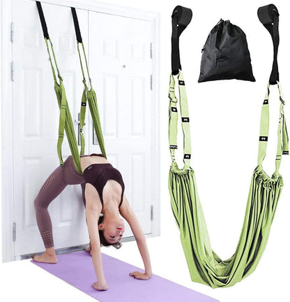 Yoga Stretching Strap, Adjustable Leg Stretcher Waist Back Stretch Band with Door Anchor, Flexibility Backbend Trainer for Aerial Yoga, Pilates, Ballet, Dance