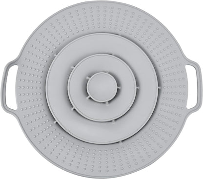 Pot Cover Spill Stopper Lid, Thicken Silicone Boil Over Spill Safeguard, Lid Cover Fits Openings 8" to 11.5" in Diameter for Pots And Pans, Instant Pot Cover-Gray