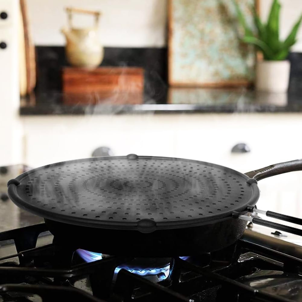 Silicone Splatter Screen for Frying Pan,Grease Splatter Guard,Heat-Resistant Splatter Guards for Cooking,Dishwasher Safe (9.8", 11.4", 13")