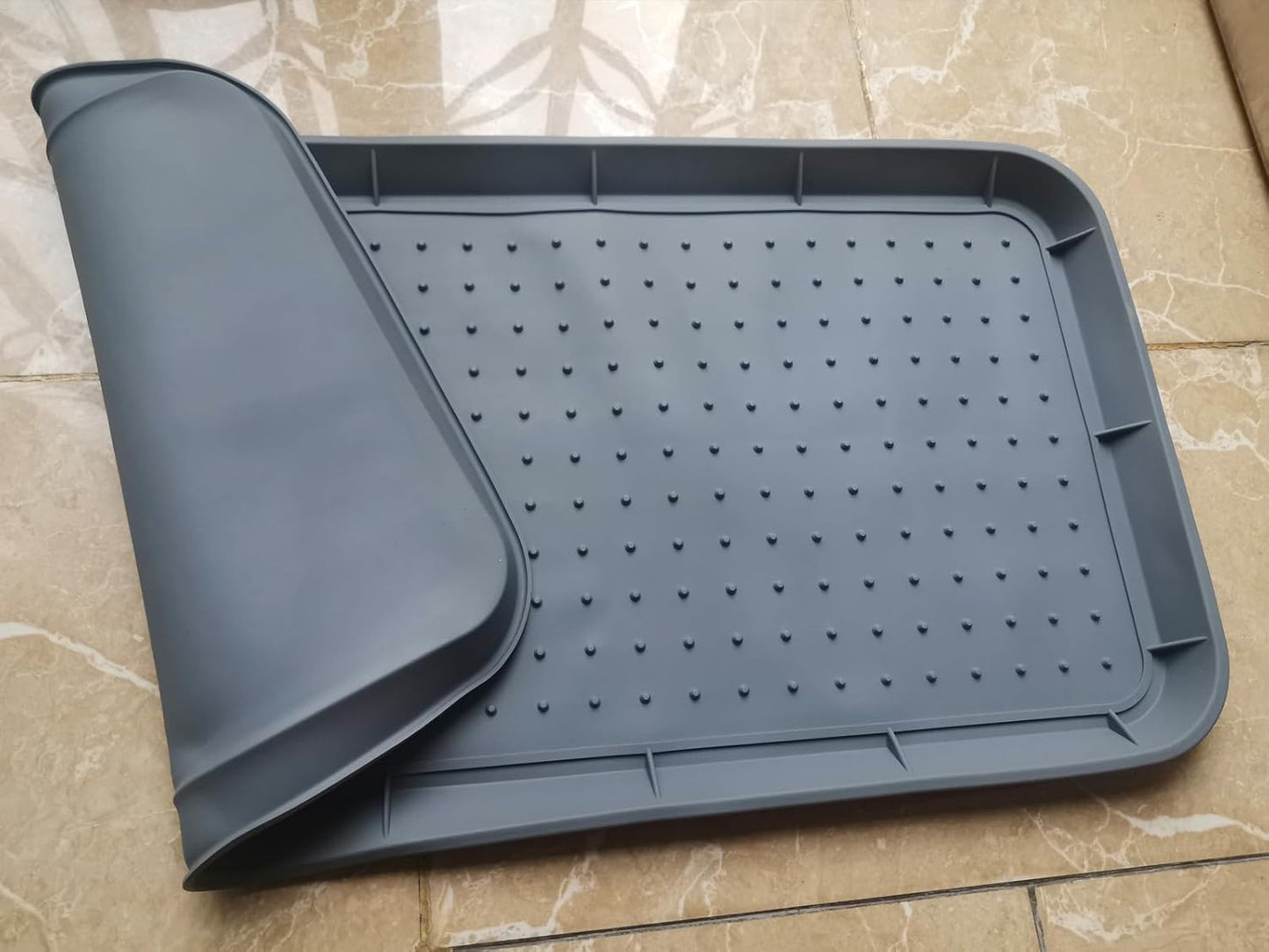 Boot Tray for Entryway,Hard Plastic Boot Mat,Shoe Tray,Shoe Mat for Indoor and Outdoor Use (Black Flower (Hard Plastic), 29.5X14.9 inch)