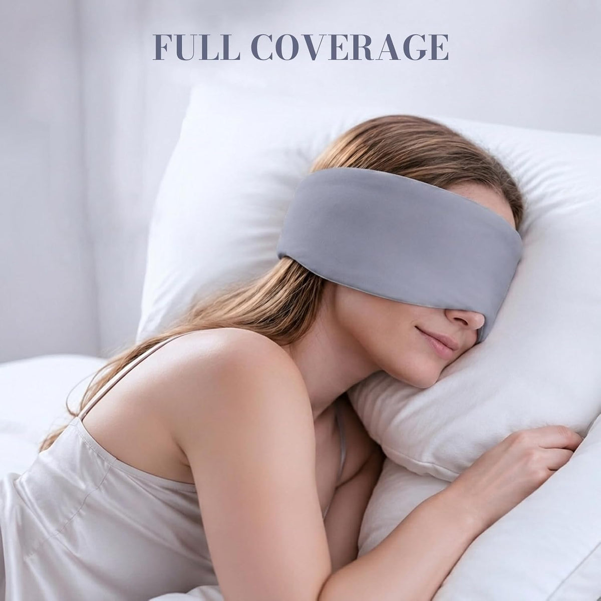 Sleep Mask for Women Men, Reversible Eye Mask Sleeping with Cozy & Cooling Sides, Adjustable Velcro Band, Blackout Face-Hugging Padded Eye Cover for Sleeping Travel Office, Grey/White