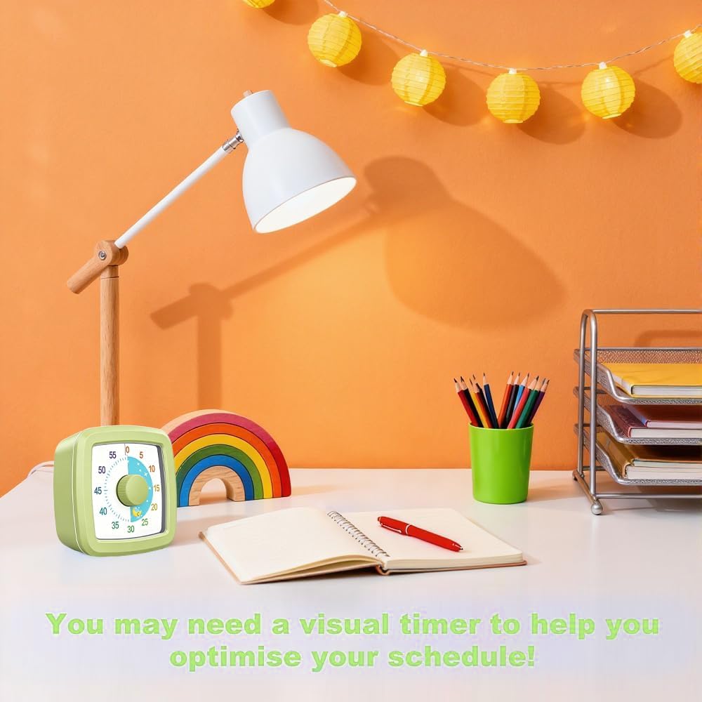 Visual Timer for Kids & Adults, 60 Minute Rainbow Countdown Timer, Time Management Tool for Classroom, Home, Kitchen, Office, School