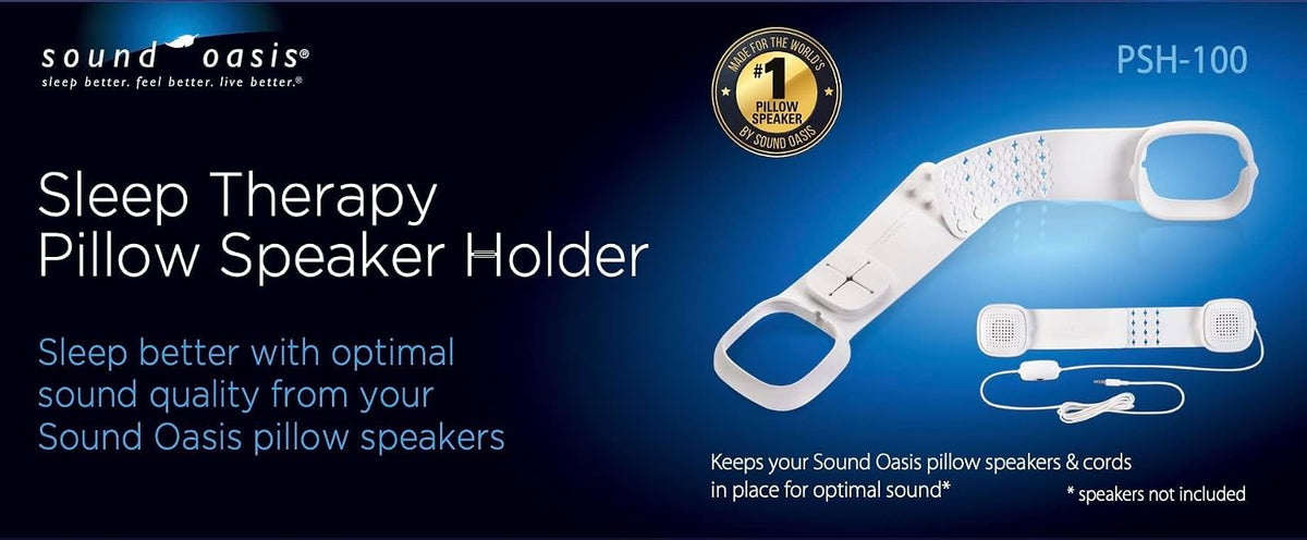 Sound Oasis Sleep Therapy Pillow Speakers with Holder – Ultra-Thin Under Pillow Stereo Speakers with Volume Control, 3.5mm Audio Jack for Sleep Sounds, Tinnitus Relief, Music & Relaxation