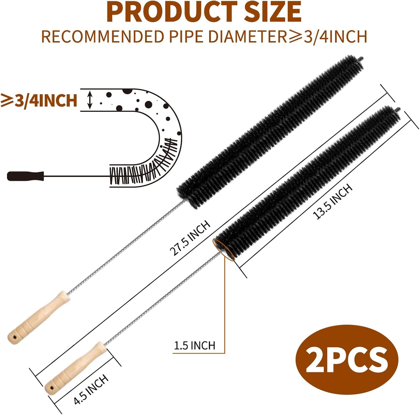 2Pack Flexible Dryer Vent Cleaning Brush - 304 Stainless Steel Lint Remover Refrigerator Coil Cleaning Brush Clothes Trap Duct Remover Home Essential Cleaning Tool Dryer Lint Brush