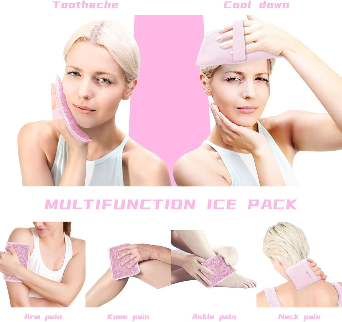 Gel Ice Packs for Injuries Reusable 2 Packs Hot Cold Gel Wrap with Strap