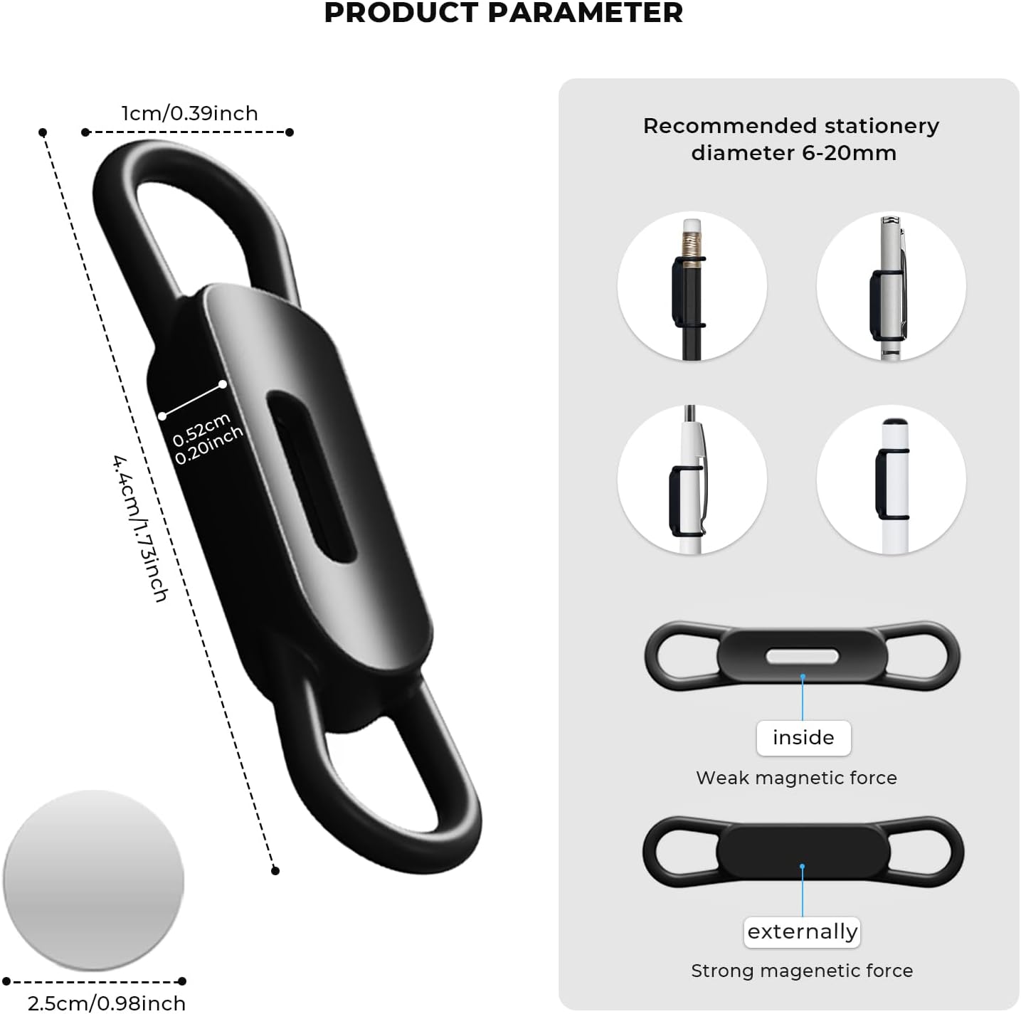 10 Pack Magnetic Pen Holder for Refrigerator, Pencil Clips (Black) | Adjustable, Silicone Flexible Pencil Holder for Whiteboards, Desk, Clipboard