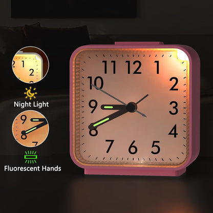 AMIR Analog Silent Non Ticking Small Clock, Travel Analog Alarm Clock