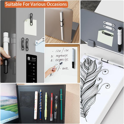 Freewindo 12 Pack Magnetic Pen Holder for Refrigerator, Silicone Magnetic Pencil Holder for Locker, Magnetic Dry Erase Marker Holder for Whiteboard, Desk, Clipboard (6 colour)