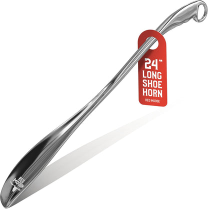 Red Moose Shoe Horn Long Handle Metal 24 inch - Durable and Sturdy for Shoes and Boots