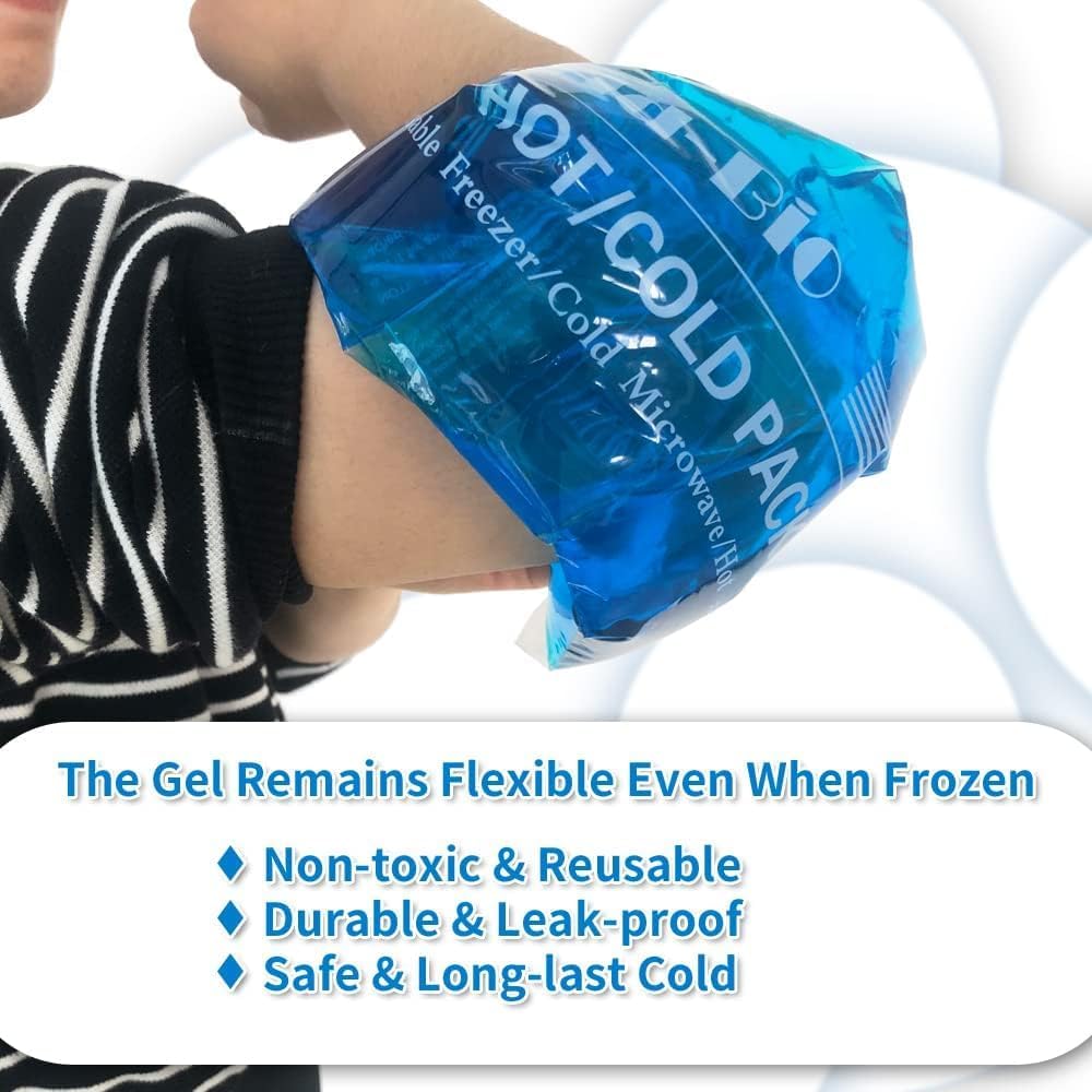 Ice Packs for Injuries Reusable Gel - Hot Cold Gel Ice Pack for Injury, Pain Relief, Rehabilitation - Flexible Ice Packs for Knee, Shoulder, Back, Neck, Wrist - 4.7" x 12.2"