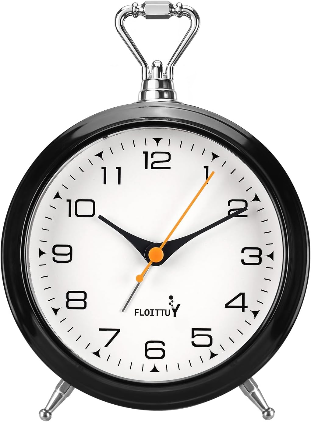 FLOITTUY 4.5" Battery Operated Antique Retro Analog Metal Alarm Clock, Silent Bedside Desk Clock, Wall-Hanging Vintage Clock(Exquisite Bronze)