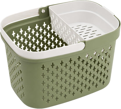 2 Pack Portable Shower Caddy Basket, Plastic Organizer Storage Tote with Handle and Removable Slot, Plastic Storage Caddy Basket for Bathroom, College, Dorm, Camp, Gym, Cleaning Supplies