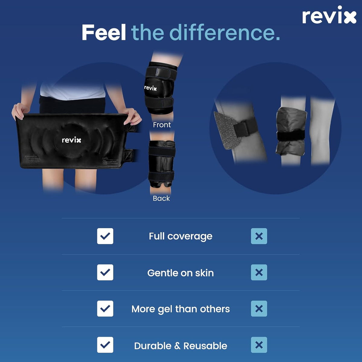 REVIX XL Knee Ice Wrap Around Entire Knee, Gel Ice Pack for Muscle Ache, Cold Pack to Reduce Discomfort and Promote Flexibility, Soft Plush Linings, Purple