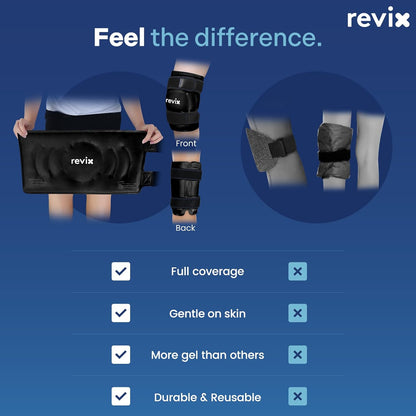 REVIX XL Knee Ice Wrap Around Entire Knee, Gel Ice Pack for Muscle Ache, Cold Pack to Reduce Discomfort and Promote Flexibility, Soft Plush Linings, Purple