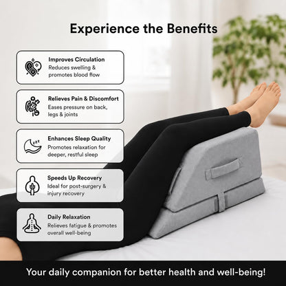 Leg Elevation Pillow for Sleeping, Adjustable Leg Pillow with Memory Foam, Wedge Pillow for Legs to Reduce Swelling, Sciatica, Knee, Hip & Back Pain Relief, Post Surgery Recovery