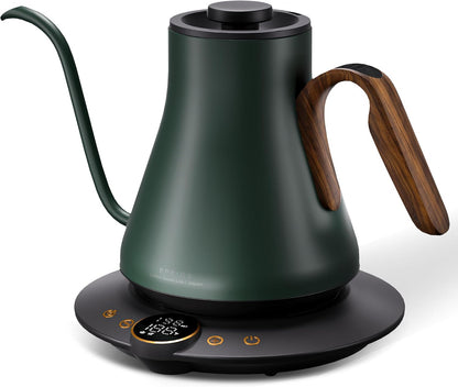 Cocinare Gooseneck Electric Kettle, ±1°F Precise Temperature Control, 1500W Fast Heating, Pour Over Coffee & Tea Kettle with Brew Timer & Keep Warm, Stainless Steel, 0.9L (Matte Black)
