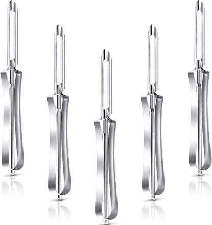 Mudder 5 Pieces Vegetable Fruit Peelers Stainless Steel Rotary Peelers Carrots Potatoes Peeling Tools for Home and Kitchen, with Ergonomic Safety and Control Handle