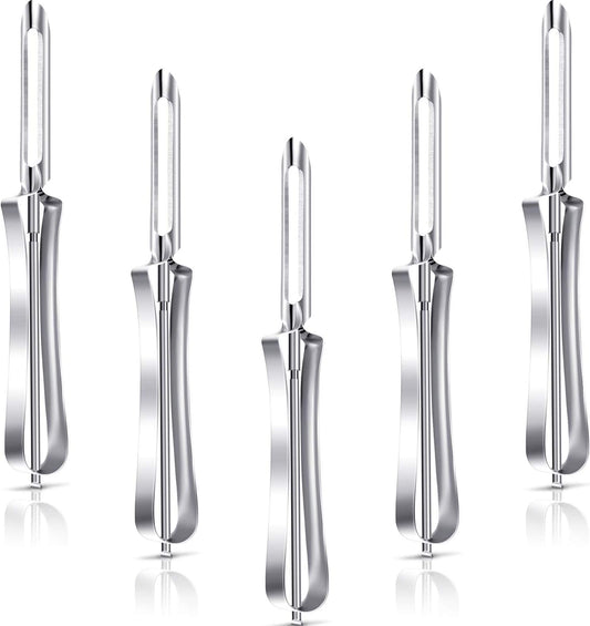 Mudder 5 Pieces Vegetable Fruit Peelers Stainless Steel Rotary Peelers Carrots Potatoes Peeling Tools for Home and Kitchen, with Ergonomic Safety and Control Handle