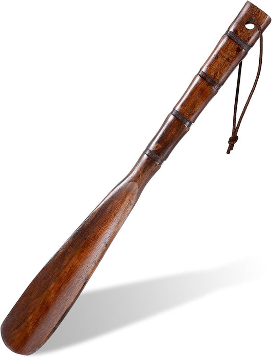 Premium Wooden Shoe Horn, 13" Shoe Horn Long Handle for Seniors Men Women Boot Horns Shoes Helper for Home or Travel Lazy Shoes Helper Spoons