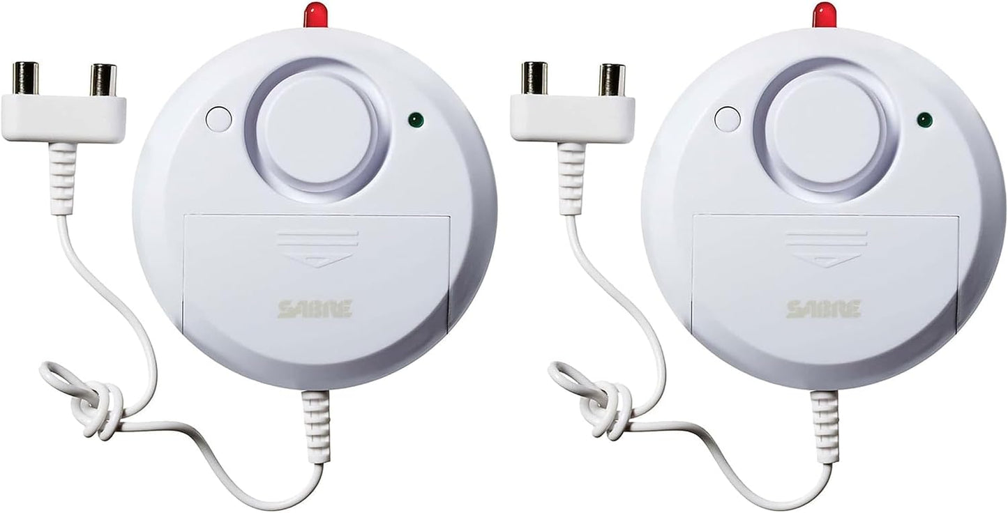 SABRE Water Leakage Alarm, 110 dB Alarm, Audible Up To 1,500-Feet (457-Meters), All Direction Water Sensor, High and Low Volume Settings, Battery Test Button