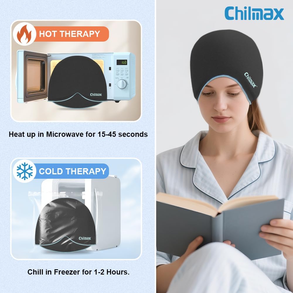 Migraine Relief Cap with Slide-Up Eye Mask, Headache Relief Ice Hat