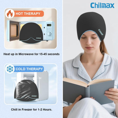 Migraine Relief Cap with Slide-Up Eye Mask, Headache Relief Ice Hat