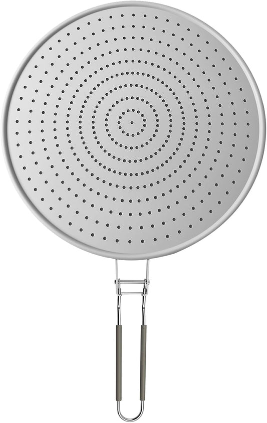 Silicone Splatter Screen for Frying Pan 13 Inch - Grease Splatter Guard with Foldable Handle, Dishwasher Safe & Never Rusts, Fits Most Pans for Stove Top & Bacon Cooking