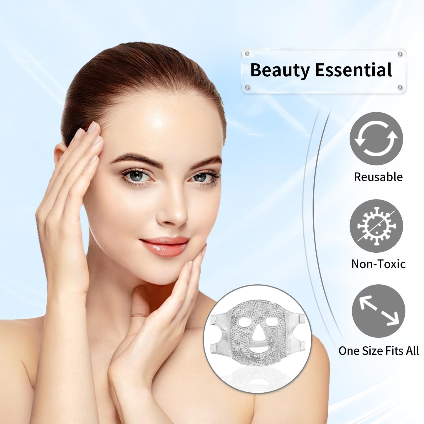 Cold Face Eye Masks Ice Face Mask Hot Cold Compress for Dark Circles, Puffiness, Migraines, Headache, Stress, Redness, Cooling Face Masks for Women Man, Skin Care