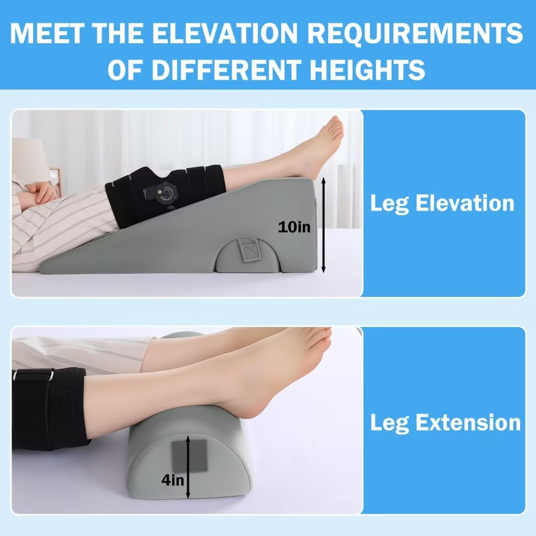 ROYALAY Knee Replacement Pillow, Leg Pillow for Knee Surgery Recovery with Different Height, Leg Surgery Recovery Equipment for Hip Foot Ankle, Double