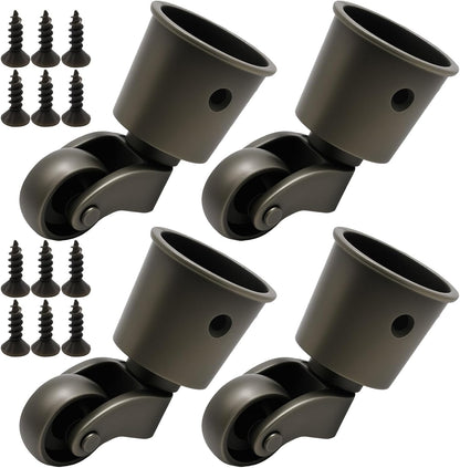 Anxingo 4 PCS 2.36 x 1.5 inch Antique Cyan Alloy Caster Cups Wheels, 360-degree Swivel Pulley, Suitable for Classical Furniture, Piano Legs, Coffee Tables, Bookshelves