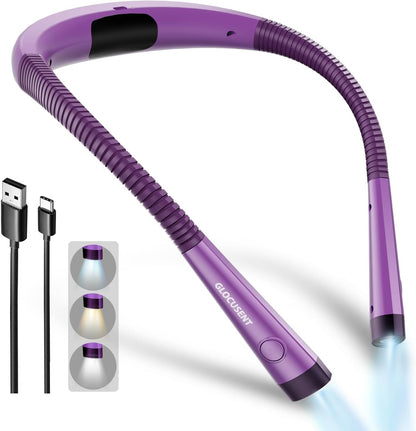 Glocusent Upgraded LED Neck Reading Light, Book Light for Reading in Bed
