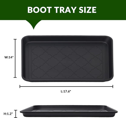 Finorder Boot & Shoe Trays, 2 Pack, 30" x 15" x 1.2", Gray | Multi-Purpose Duty Shoe Mat for Indoor and Outdoor, Plastic Pet Feeding Mat, Plastic Boot Tray for All Weather