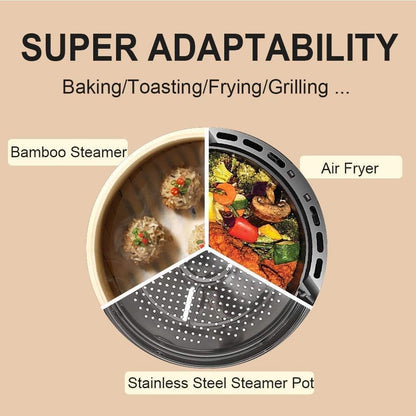 Air Fryer Parchment Paper Liners, 8 Inch 100 Pcs | Pre-Cut Non-Stick Unbleached Paper; Fits 3.5-6QT Air Fryers; Disposable And Durable; Microwave And Steaming Basket Safe