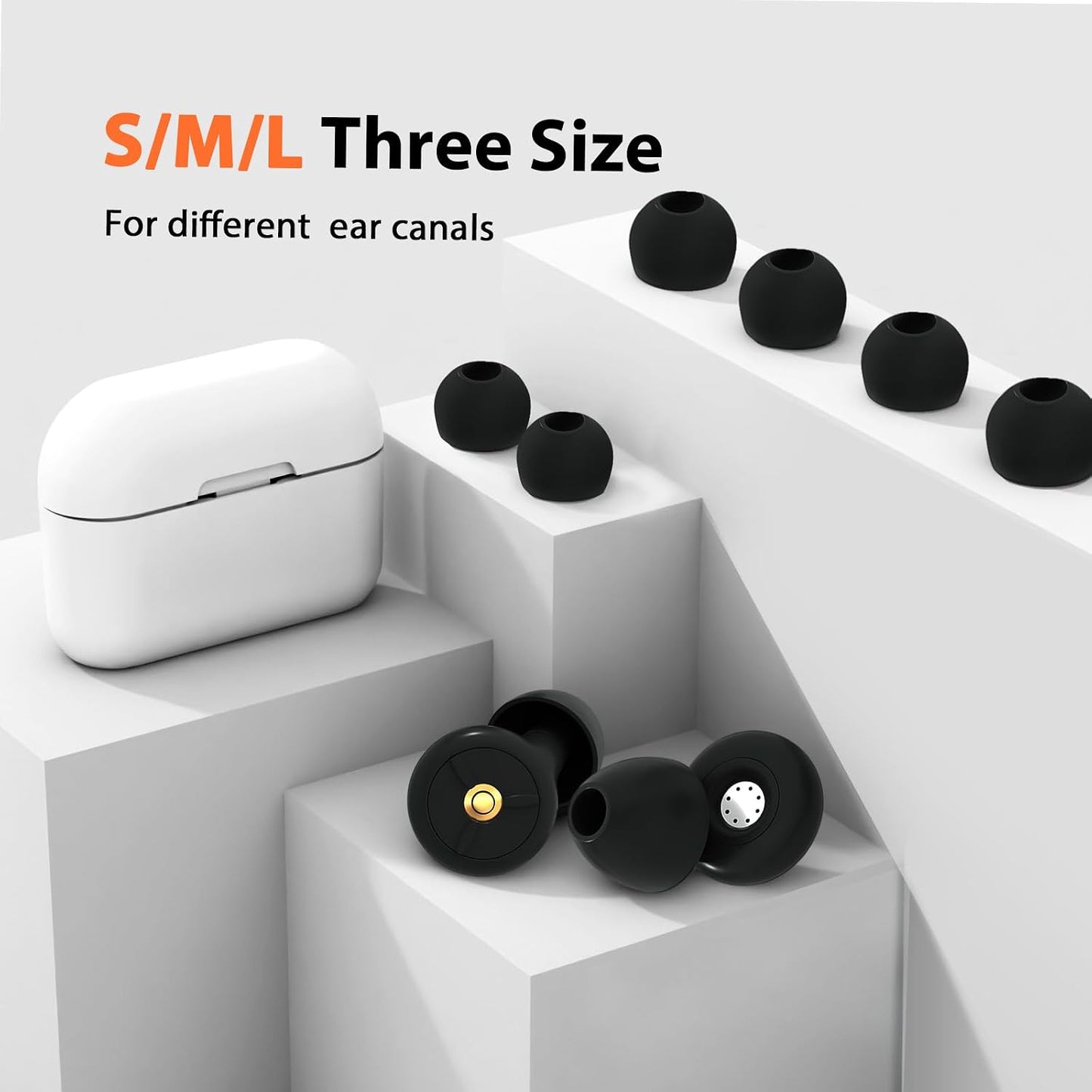 Ear Plugs for Noise Reduction, Lihobi 50dB Super Soft Reusable Silicone Earplugs for Sleeping Concerts Work Study - 6 Ear Tips in S, M, L with Case High Fidelity Hearing Protection