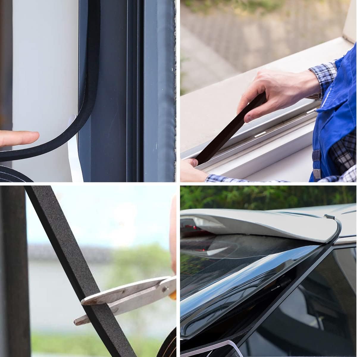 2 Rolls Foam Seal Tape for Door Window Insulation, Soundproof and Shockproof Foam Adhensive Strip, 3/8" Wx3/16 T Single Sided Foam Tape, Cold Air and Draft Closed Cell Seal Strip,Total 32FT
