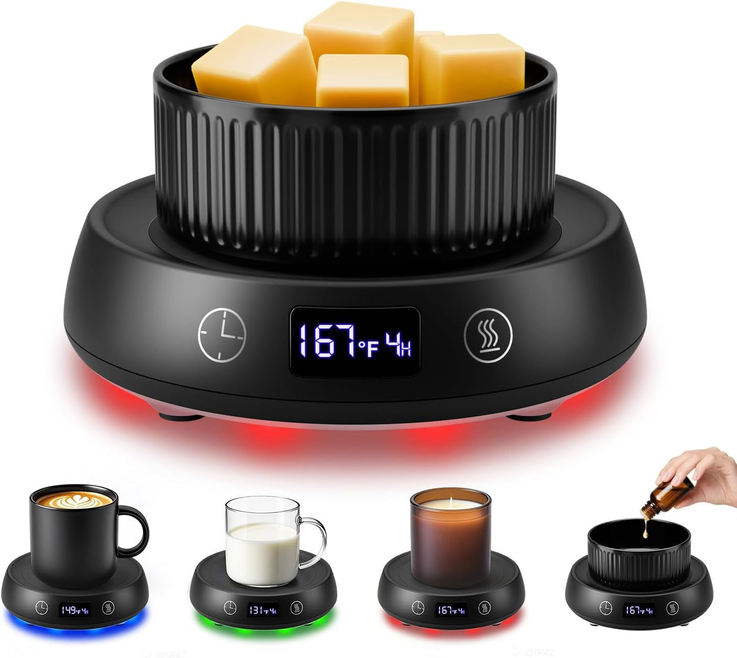 Mug Warmer for Desk, Timer Candle Warmer Lamp Scented Wax Melt Melter, Pink | Electric Heated Mug Tea Coffee Cup Candle Plate Oil Wax Melter Warmer for Home Office, 1-9H Auto Shut Off, Coffee Lovers Gift