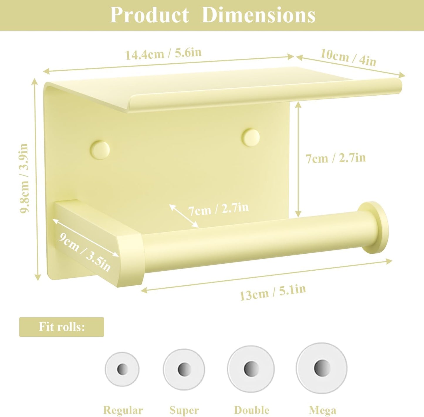 Toilet Paper Holder with Shelf Wall Mounted Toilet Paper Roll Dispenser | Heavy Duty Stainless Steel Brushed Nickel