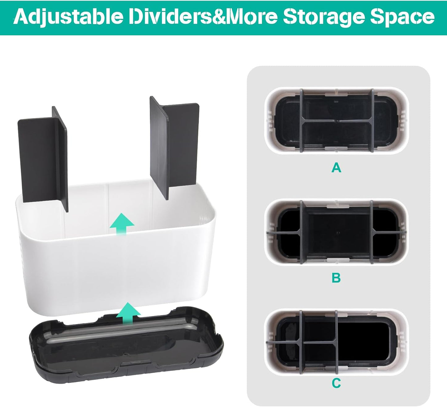 Toothbrush Holders for Bathrooms, Electric Toothbrush and Toothpaste Holder with Adjustable Dividers and Drainage, Kids Toothbrush Organizer for Bathroom Countertop | 5 Slots Toothbrush Organizer with Adjustable Dividers and Drainage, for Bathroom