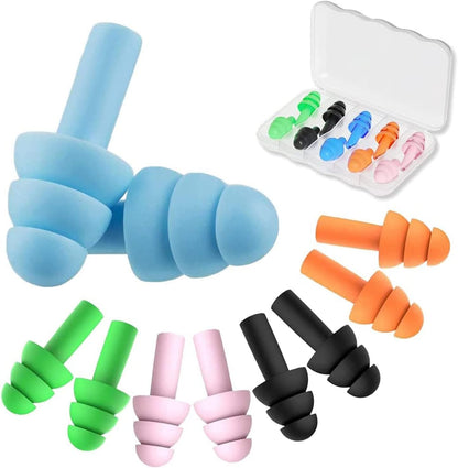 5 Pairs Sleep Earplugs,Silicone Ear Plugs for Sleeping Noise Cancelling,Soft Reusable Ear Plugs,Small Earplugs for Sleep,Travel EarPlugs with EarPlug Case(Pink,Black,Blue,Orange,Green)