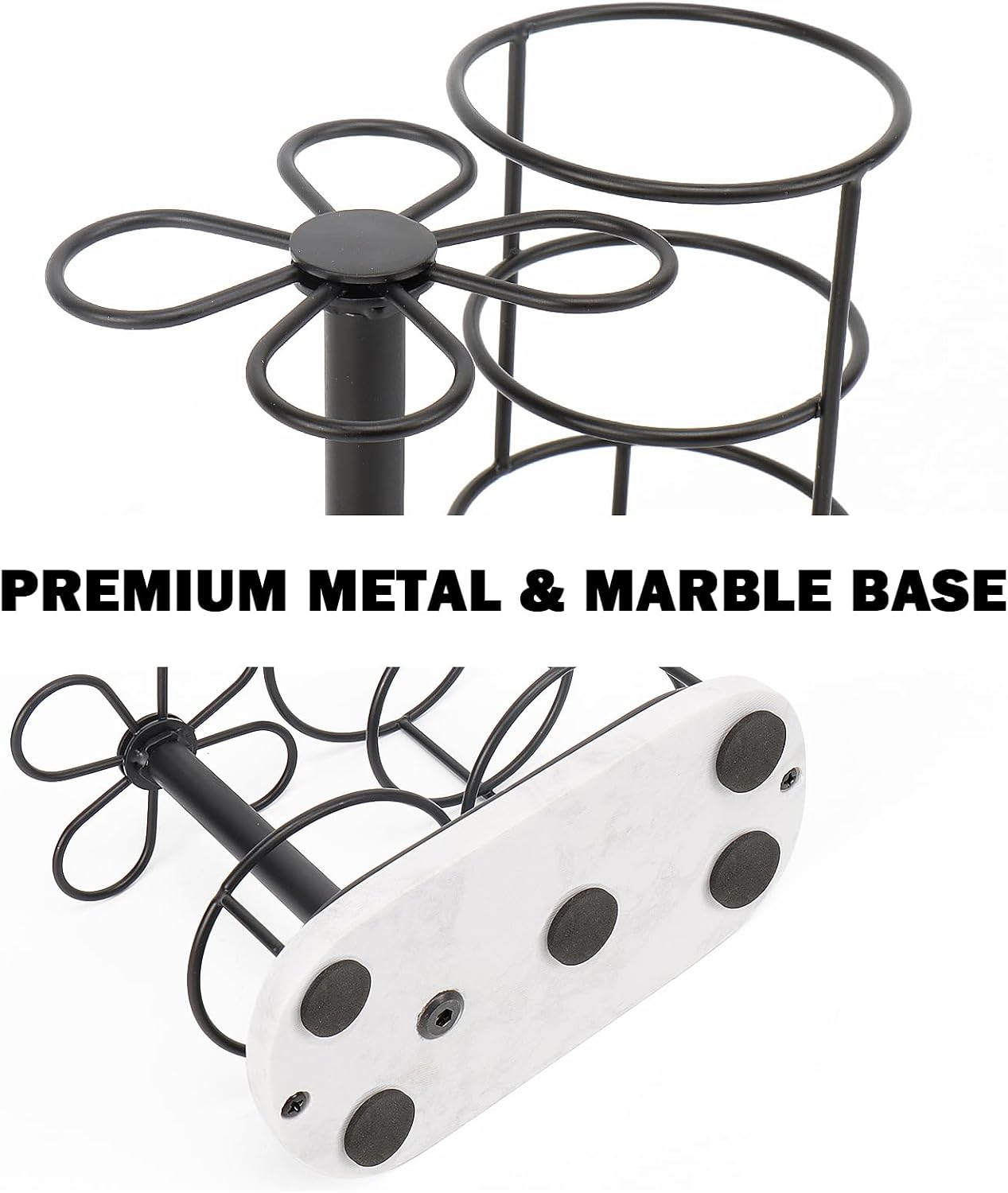 Toothbrush Holder Stand for Bathroom, Metal Toothbrush Organizer with Marble Base, Toothbrush Storage Collection for Family, Suitable for Home Hotel Countertop Vanity (Small, Matte Black)