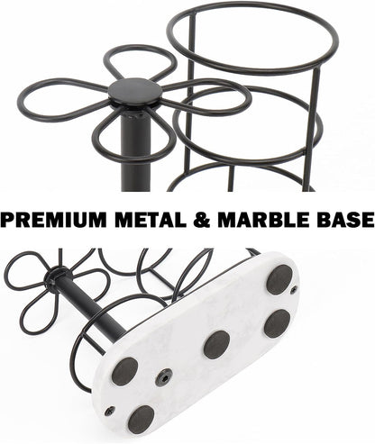 Toothbrush Holder Stand for Bathroom, Metal Toothbrush Organizer with Marble Base, Toothbrush Storage Collection for Family, Suitable for Home Hotel Countertop Vanity (Small, Matte Black)